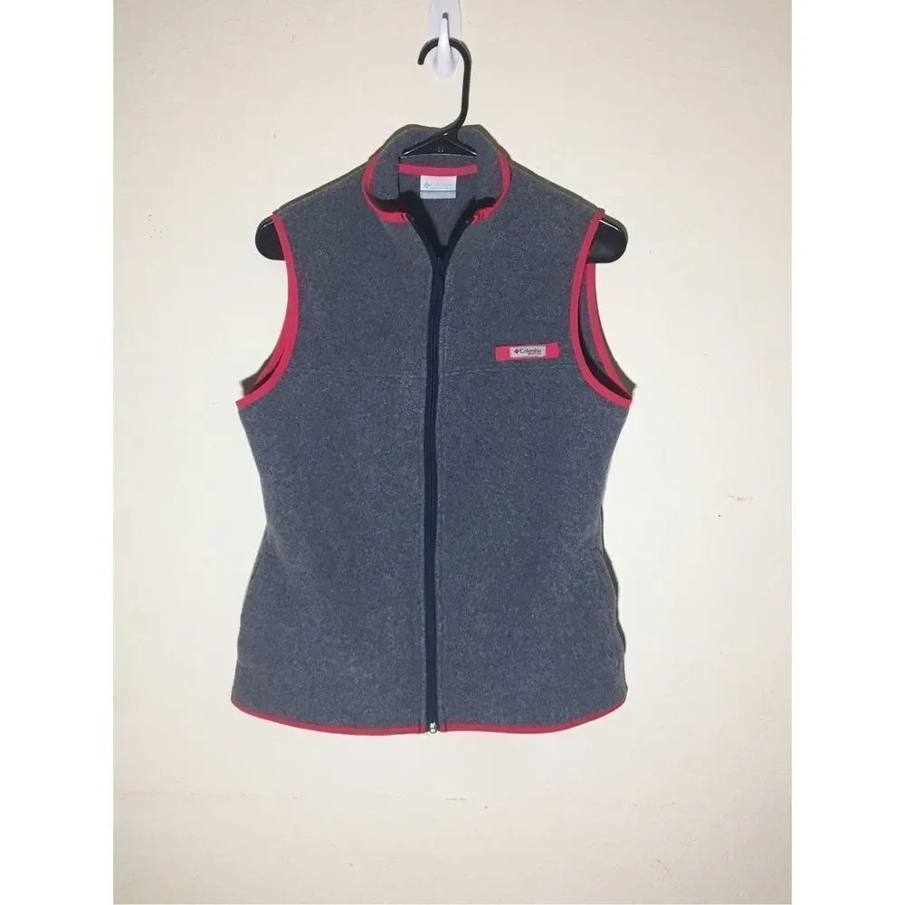 Womens Columbia Grey Pink Fleece Vest Stylish Size Small